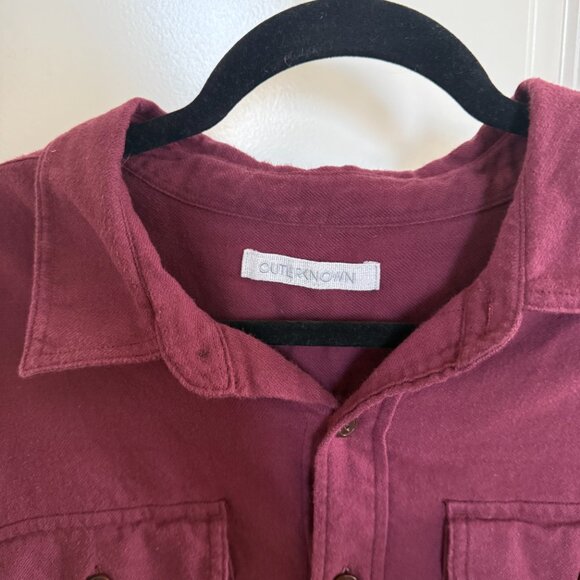 Outerknown Dillon Two Pocket Flannel Shirt Long Sleeve Red Maroon Large - Picture 8 of 15